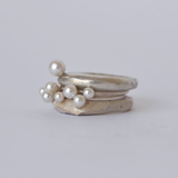 Bague vintage en argent et perle