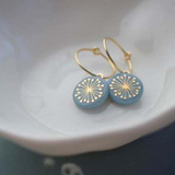 Boucles d'oreilles vintage bleues en forme de pissenlit arrondi