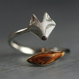 Bague vintage ouverte en forme de renard