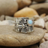 Bague vintage abeille et pierre de lune