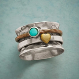 Bague vintage en argent et or en forme de cœur