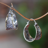 Boucles d'oreilles creuses vintage en or et argent