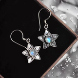 Boucles d'oreilles vintage en argent avec pierre de lune en forme d'étoile