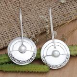 Boucles d'oreilles vintage en argent plaqué et perles