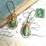 Boucles d'oreilles vintage scarabée doré