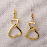 Boucles d'oreilles vintage en or avec cœur en chaîne