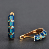 Boucles d'oreilles vintage fleur bleue