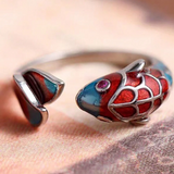 Bague vintage en émail avec motif carpe koï