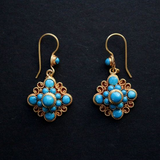 Boucles d'oreilles mandala vintage avec pierres bleues