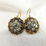 Boucles d'oreilles vintage en cristal doré et fleurs