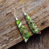 Boucles d'oreilles vintage en pierre naturelle verte