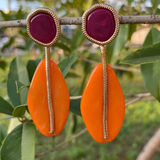 Boucles d'oreilles pendantes vintage en pierre orange
