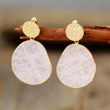Boucles d'oreilles vintage en or et pierre blanche