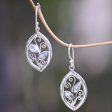 Boucles d'oreilles vintage en zircone et lierre