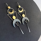 Boucles d'oreilles pendantes vintage en forme de lune