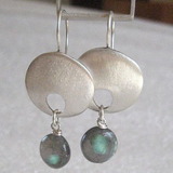 Boucles d'oreilles vintage en pierre bleue et plaquées argent