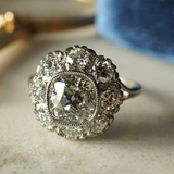 Bague vintage en argent avec mandala en verre