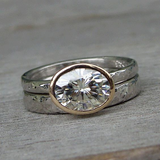 Bague vintage double en argent et zircone