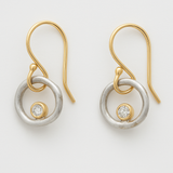 Boucles d'oreilles vintage en or et argent avec zircone