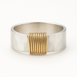 Bague vintage en argent avec fils dorés