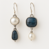Boucles d'oreilles vintage en pierre bleue naturelle