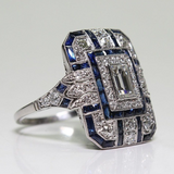 Bague vintage en argent avec éclat bleu