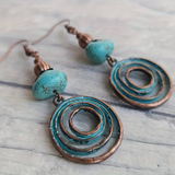 Boucles d'oreilles vintage en spirale turquoise