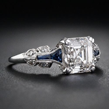 Bague vintage brillante bleue et argentée
