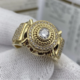 Bague vintage incrustée de zircone, forme arrondie