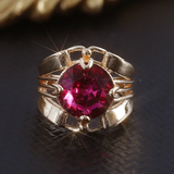 Bague vintage en verre rouge incrusté