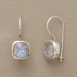 Boucles d'oreilles vintage en pierre de lune et cubic zirconia