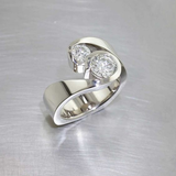 Bague ouverte vintage en argent avec zircone