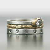 Bague vintage à plusieurs couches en or et argent avec zircone
