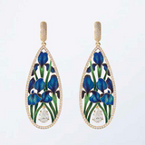 Boucles d'oreilles pendantes vintage en forme de fleur bleue