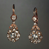 Boucles d'oreilles pendantes vintage en bronze et zircone