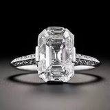 Bague vintage en argent et verre blanc