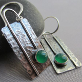 Boucles d'oreilles vintage en argent vert
