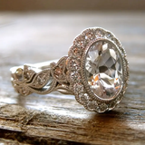 Bague vintage en verre incrusté brillant