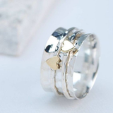Bague vintage double cœur en or