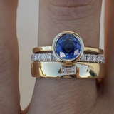 Ensemble de bagues vintage élégantes en zircone bleue