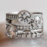 Bague vintage en argent et cristal superposé