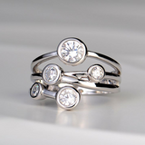 Bague vintage en argent plaqué avec zircone en couches