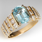 Bague vintage en zircone bleue plaquée or