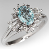 Bague vintage en cristal bleu plaquée argent