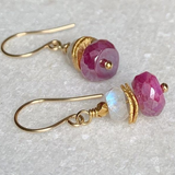 Boucles d'oreilles vintage roses et blanches