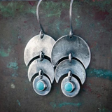 Boucles d'oreilles vintage en argent plaqué avec pierres bleues