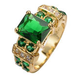 Bague vintage en cristal vert et or