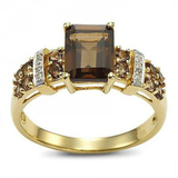 Bague vintage en cristal brun et or