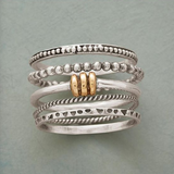 Bague Vintage en argent et or multicouches