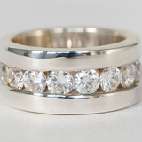 Bague vintage en argent avec zircone et ceinture